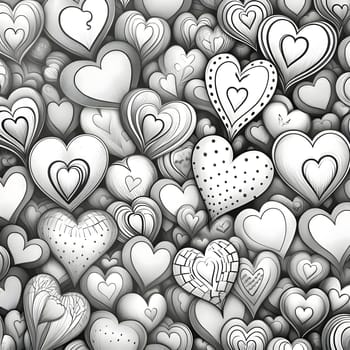 Patterns and banners backgrounds: Seamless pattern with hearts in black and white colors. Vector illustration