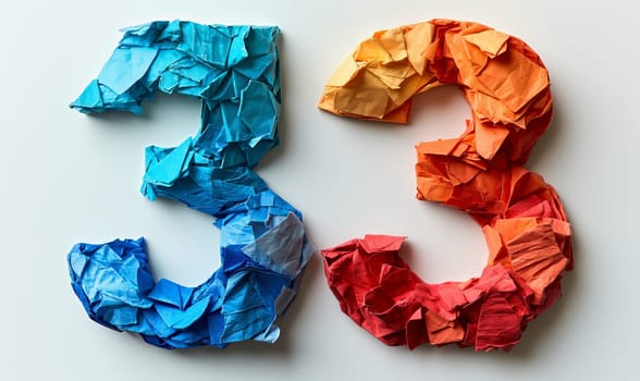 33 on an abstract white background. Selective soft focus.