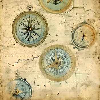 Patterns and banners backgrounds: Vintage background with old map and compass. Retro style toned.