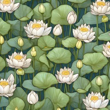 Pattern Patterns and banners backgrounds: Seamless pattern with white water lilies. Vector illustration.s and banners backgrounds: Seamless pattern with water lilies. Vector illustration in vintage style.