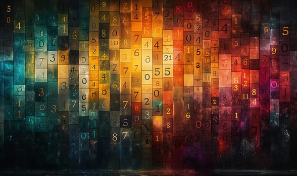 Abstract background in color with numbers. Selective focus.