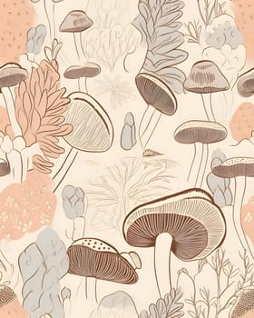 Patterns and banners backgrounds: Seamless pattern with mushrooms. Vector illustration in vintage style.