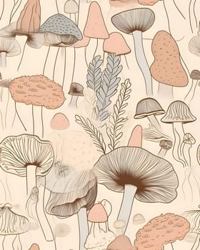 Patterns and banners backgrounds: Seamless pattern with mushrooms. Hand drawn vector illustration in sketch style.