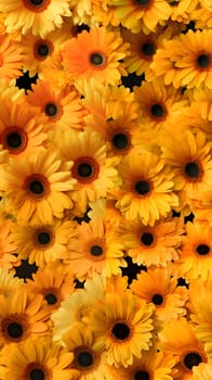 Patterns and banners backgrounds: Beautiful yellow gerbera flowers on black background, top view