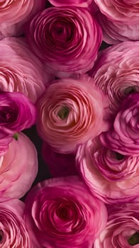 Patterns and banners backgrounds: beautiful pink ranunculus flowers as a background, top view