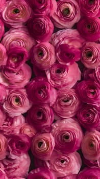 Patterns and banners backgrounds: Beautiful pink ranunculus flowers as floral background, top view