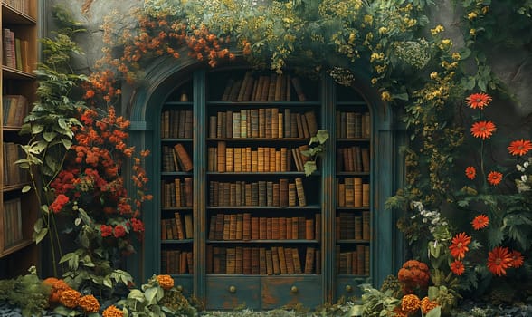 Creative library on abstract background. Selective focus.