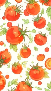 Patterns and banners backgrounds: Seamless pattern with tomatoes and basil. Vector illustration for your design