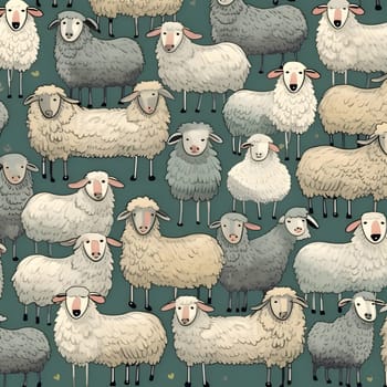 Patterns and banners backgrounds: Seamless pattern with white sheep on a dark green background