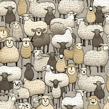 Patterns and banners backgrounds: Seamless pattern with sheep. Hand-drawn illustration.