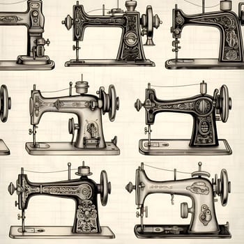 Patterns and banners backgrounds: Seamless pattern with sewing machines. Vintage style. Vector illustration.