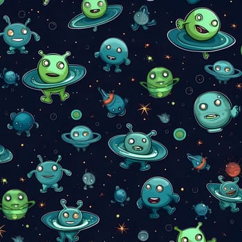 Patterns and banners backgrounds: Seamless pattern with cute aliens in space. Vector illustration.