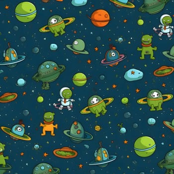Patterns and banners backgrounds: Seamless pattern with cute cartoon aliens in space. Vector illustration.