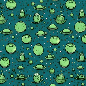 Patterns and banners backgrounds: Seamless pattern with cartoon aliens in space. Vector illustration.