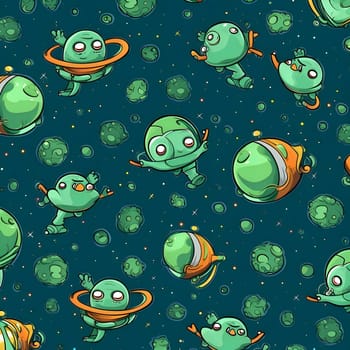 Patterns and banners backgrounds: Seamless pattern with cute aliens in space. Vector illustration.