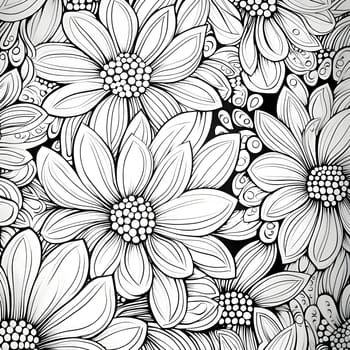 Patterns and banners backgrounds: Seamless Monochrome Floral Pattern. Hand Drawn Floral Texturerative Flowers, Coloring Book