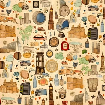 Patterns and banners backgrounds: Seamless pattern with famous travel icons. Travel and tourism.