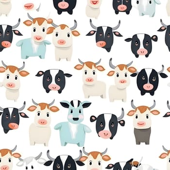 Patterns and banners backgrounds: Seamless pattern with cute farm animals on white background. Vector illustration.