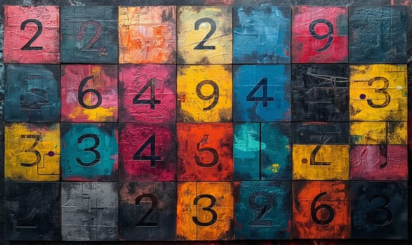 Abstract background in color with numbers. Selective focus.