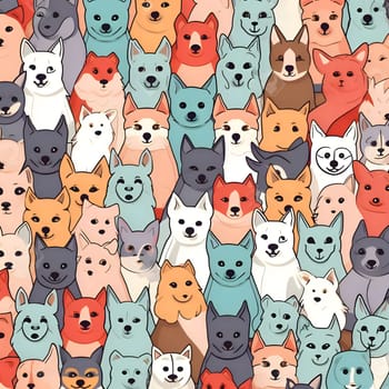 Patterns and banners backgrounds: Seamless pattern with cute cartoon dogs. Vector illustration. Can be used for wallpaper, pattern fills, web page background,surface textures.