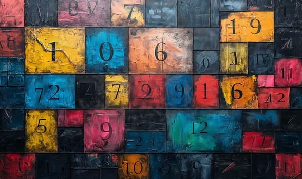Abstract background in color with numbers. Selective focus.