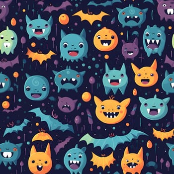 Patterns and banners backgrounds: Seamless pattern with cute monsters and bats. Vector illustration.