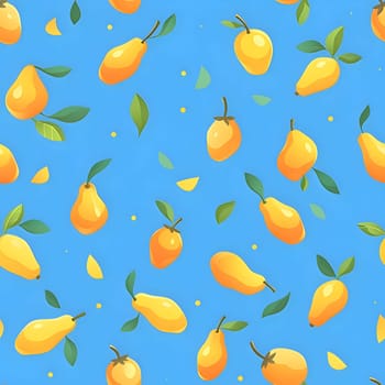 Patterns and banners backgrounds: Seamless pattern with yellow pear on blue background. Vector illustration.