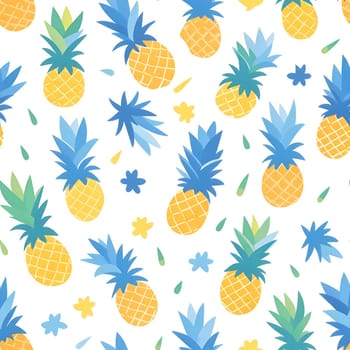 Patterns and banners backgrounds: Seamless pattern with pineapples and flowers. Vector illustration.