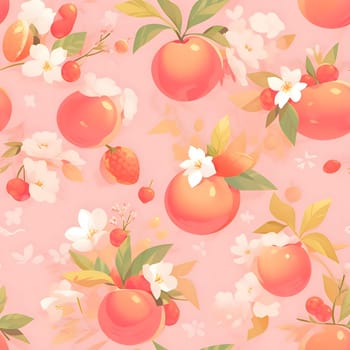 Patterns and banners backgrounds: Seamless pattern with cherry, apple and jasmine flowers