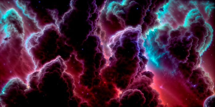 3d rendering. Space wallpaper and background. Universe with stars, constellations, galaxies, nebulae and gas and dust clouds