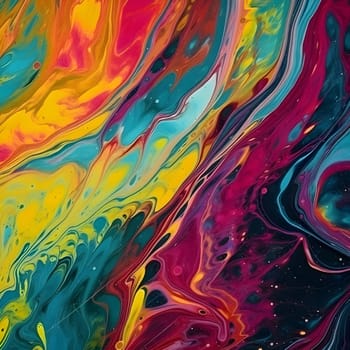 Colorful and elegantly flowing liquid paint creates a captivating abstract background wallpaper, blending vibrant energy with artistic finesse.
