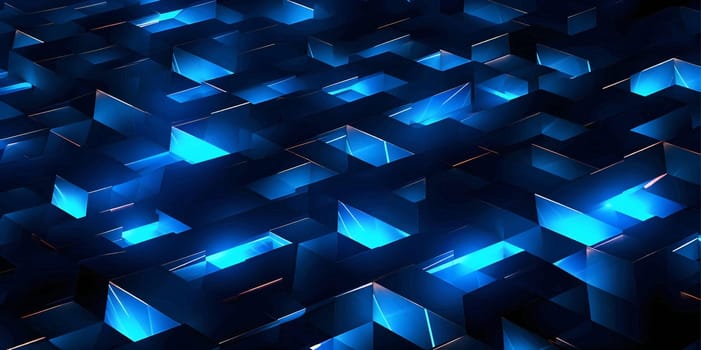 Blue light 3D cubes arranged in a geometric pattern create a captivating abstract background wallpaper, infusing a sense of depth and modern aesthetics.