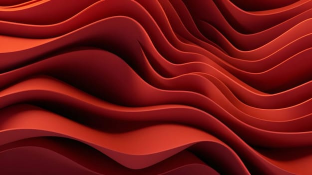 Abstract background design: 3d render of abstract background with wavy red paper layers.