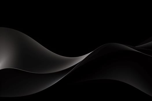 Abstract background design: abstract black background with smooth wavy lines on black background.