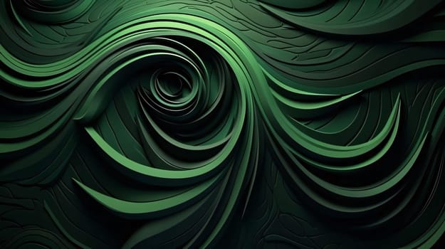 Abstract background design: 3d rendering of abstract wavy background in green and black colors