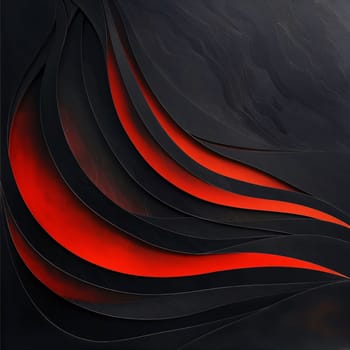 Abstract background design: Abstract black and red wavy background. 3d render illustration.