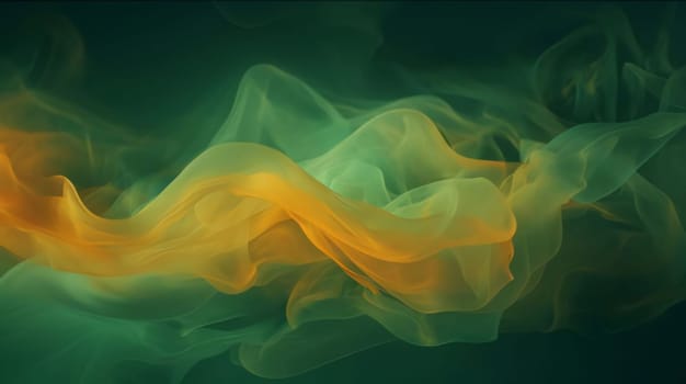 Abstract background design: abstract yellow smoke on a dark green background. 3d rendering