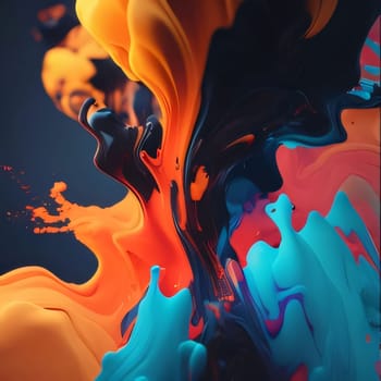 Abstract background design: Abstract paint splashes on a black background. 3d rendering.