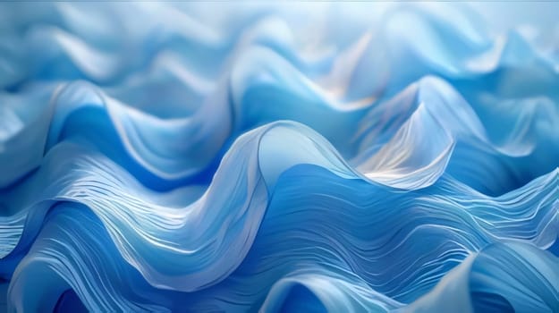 Abstract background design: 3d rendering, abstract background of blue silk fabric with waves in it