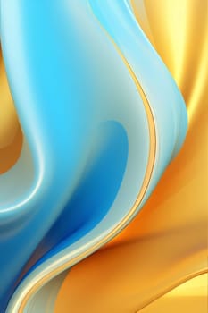 Abstract background design: abstract background with blue and yellow silk or satin texture. 3d render