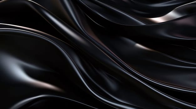 Abstract background design: Closeup of black satin fabric with some smooth folds in it