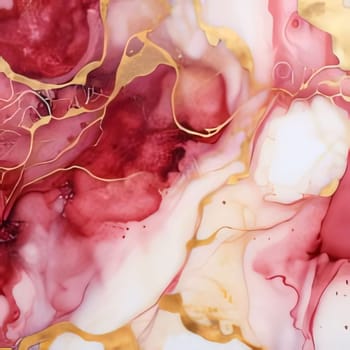 Abstract background design: Alcohol ink abstract background. Hand drawn alcohol painting with pink, gold and white colors. Fragment of artwork
