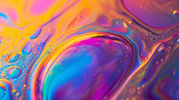 Abstract background design: abstract colorful background with oil drops on water surface, close up