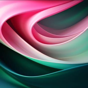 Abstract background design: abstract background with smooth wavy lines in green and pink colors