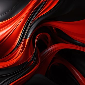 Abstract background design: 3d render, abstract wavy background, red and black colors