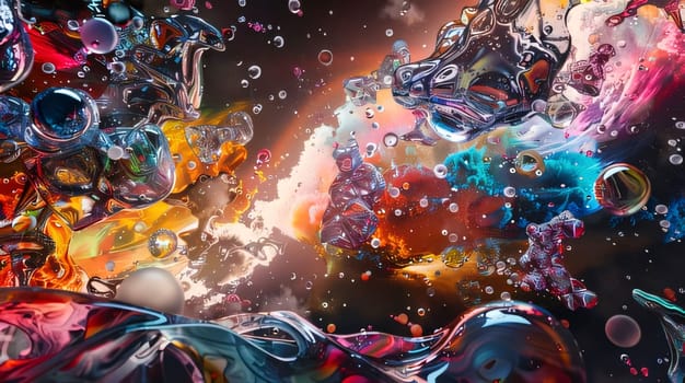 Abstract background design: 3d rendering of abstract colorful background with oil bubbles in water.