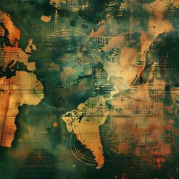 Abstract background design: Vintage map of the world with grunge textures and different color patterns