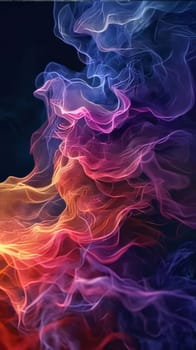 Abstract background design: Abstract multicolored smoke from the incense sticks on a dark background