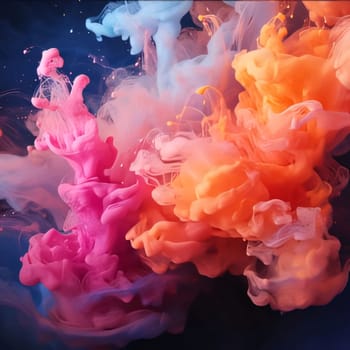 Abstract background design: Colorful ink in water on a black background. Abstract background.