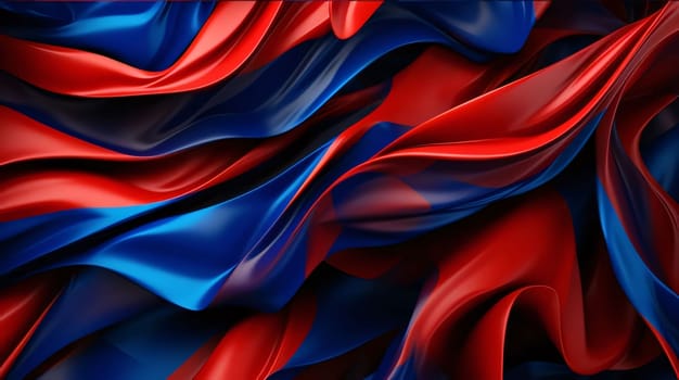 Abstract background design: Red and blue satin background. 3d rendering, 3d illustration.